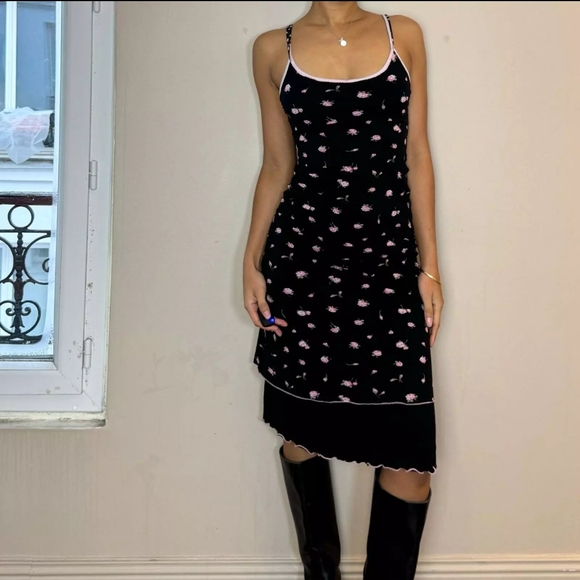Vintage Italian Y2K Ditsy midi dress Coquette - Picture 7 of 8